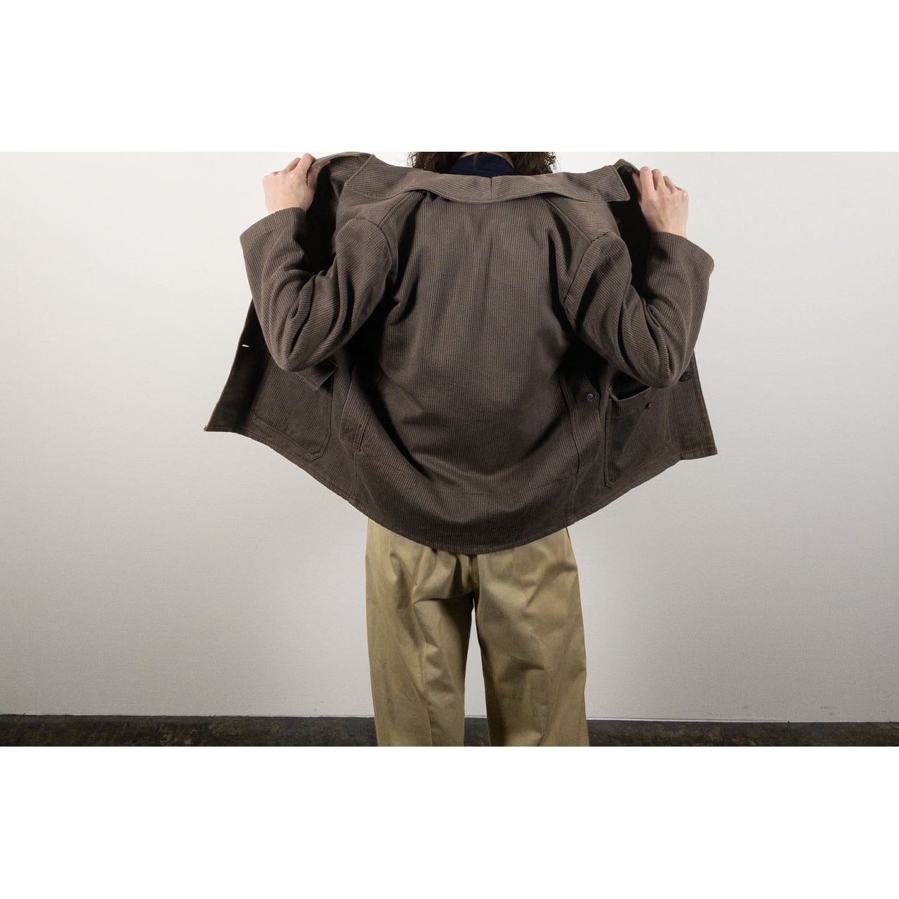 1950s "French Vintage" Brown Cotton Pique Hunting Jacket