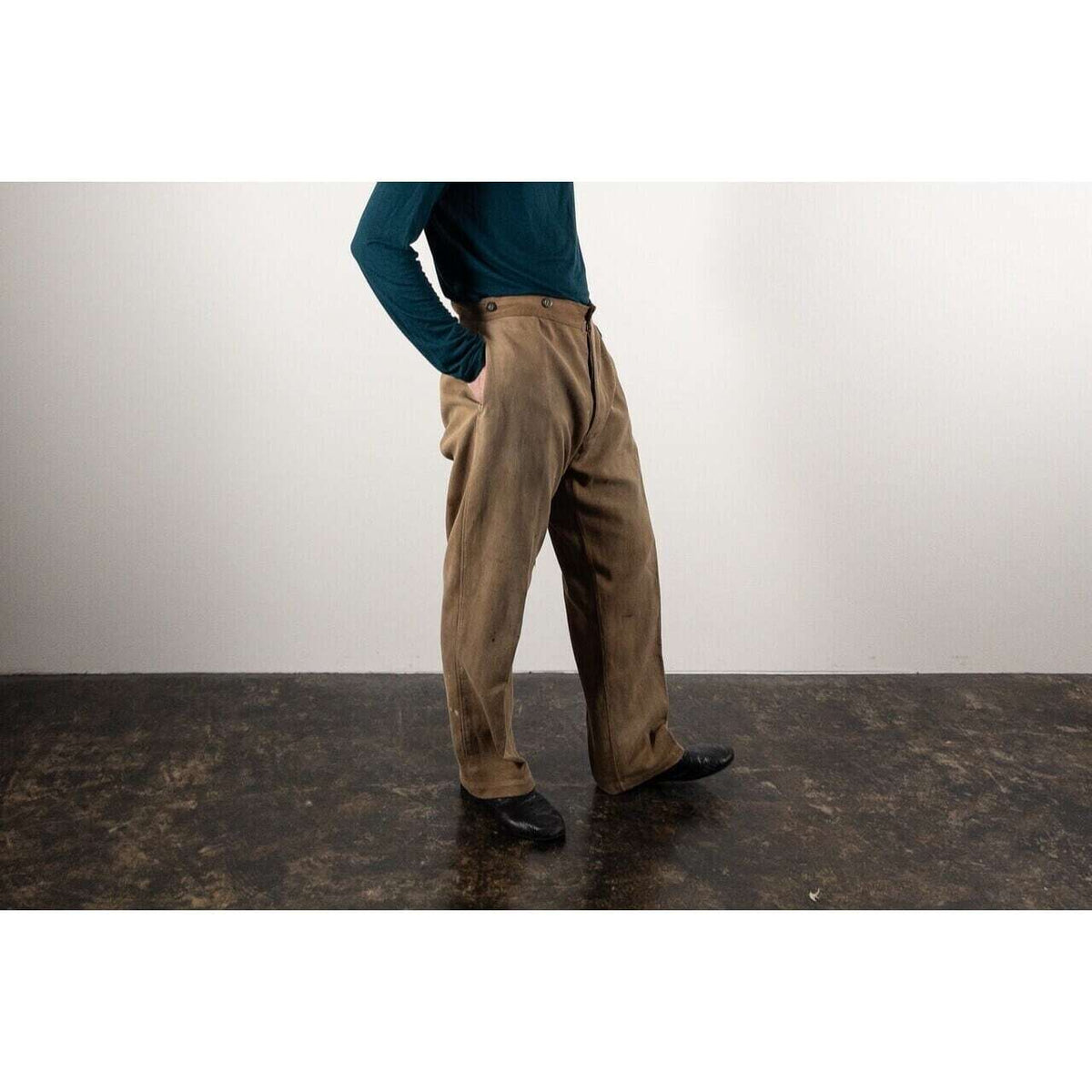 1930-40s "French Vintage" Light Brown Cotton Pique Work Trousers