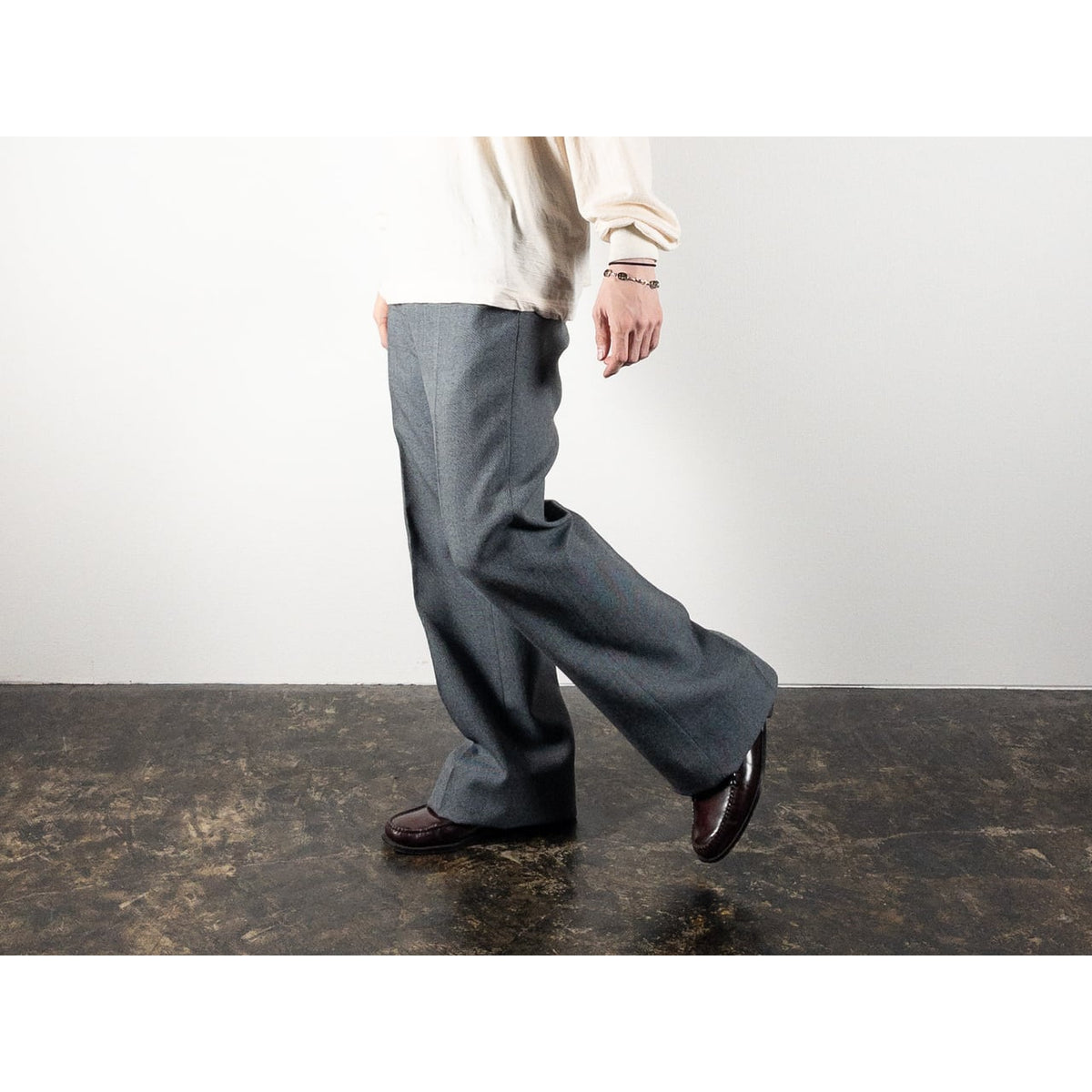 1970s "Euro Vintage" Gray Sharkskin Flare Trousers