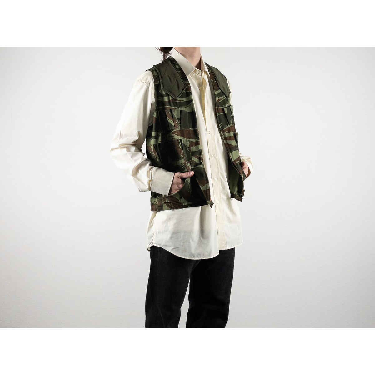 1960-70s "French Vintage" Lizard Camo Hunting Gilet, Dead Stock