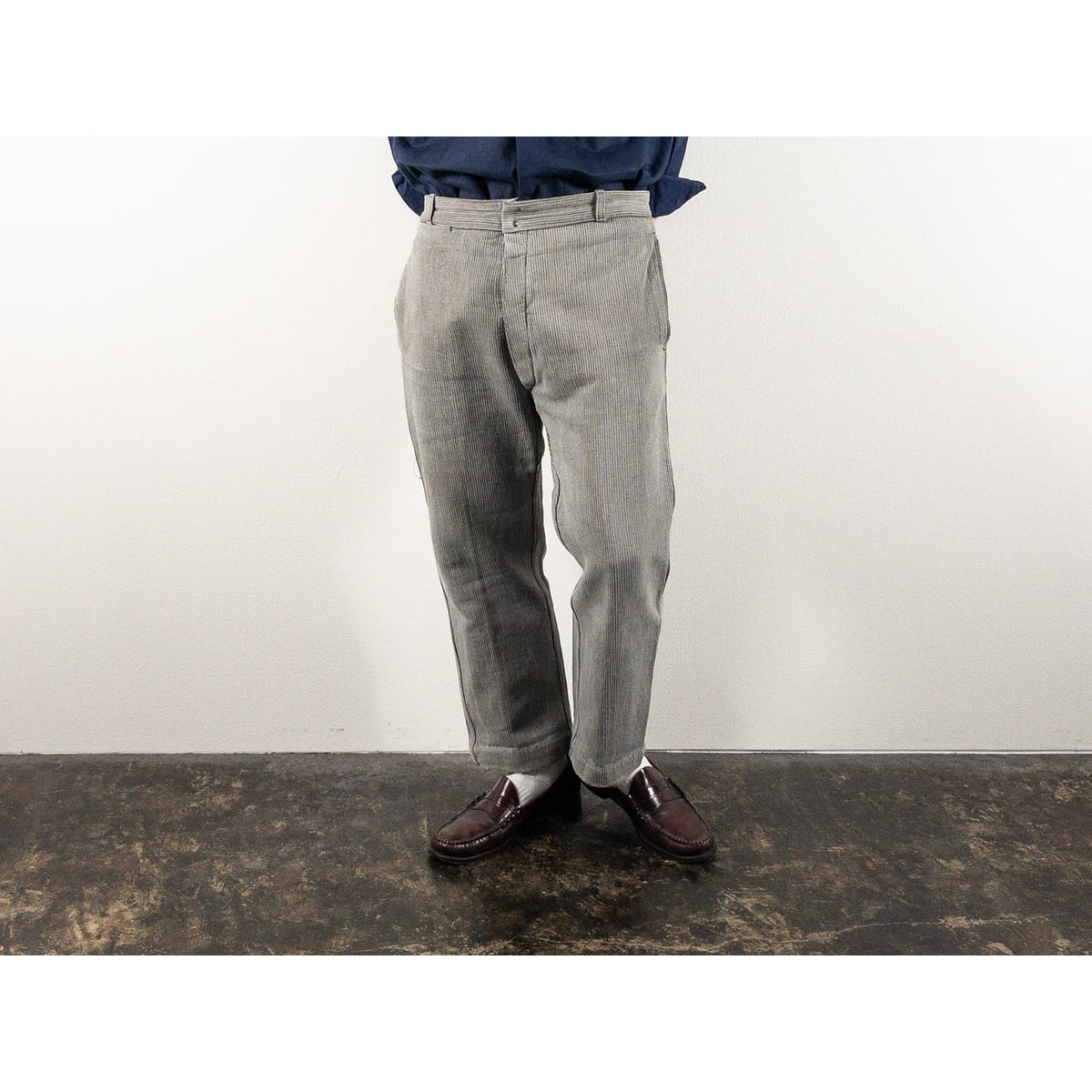 1950-60s "Le Mont St Michel" French Gray Cotton Pique Work Trousers