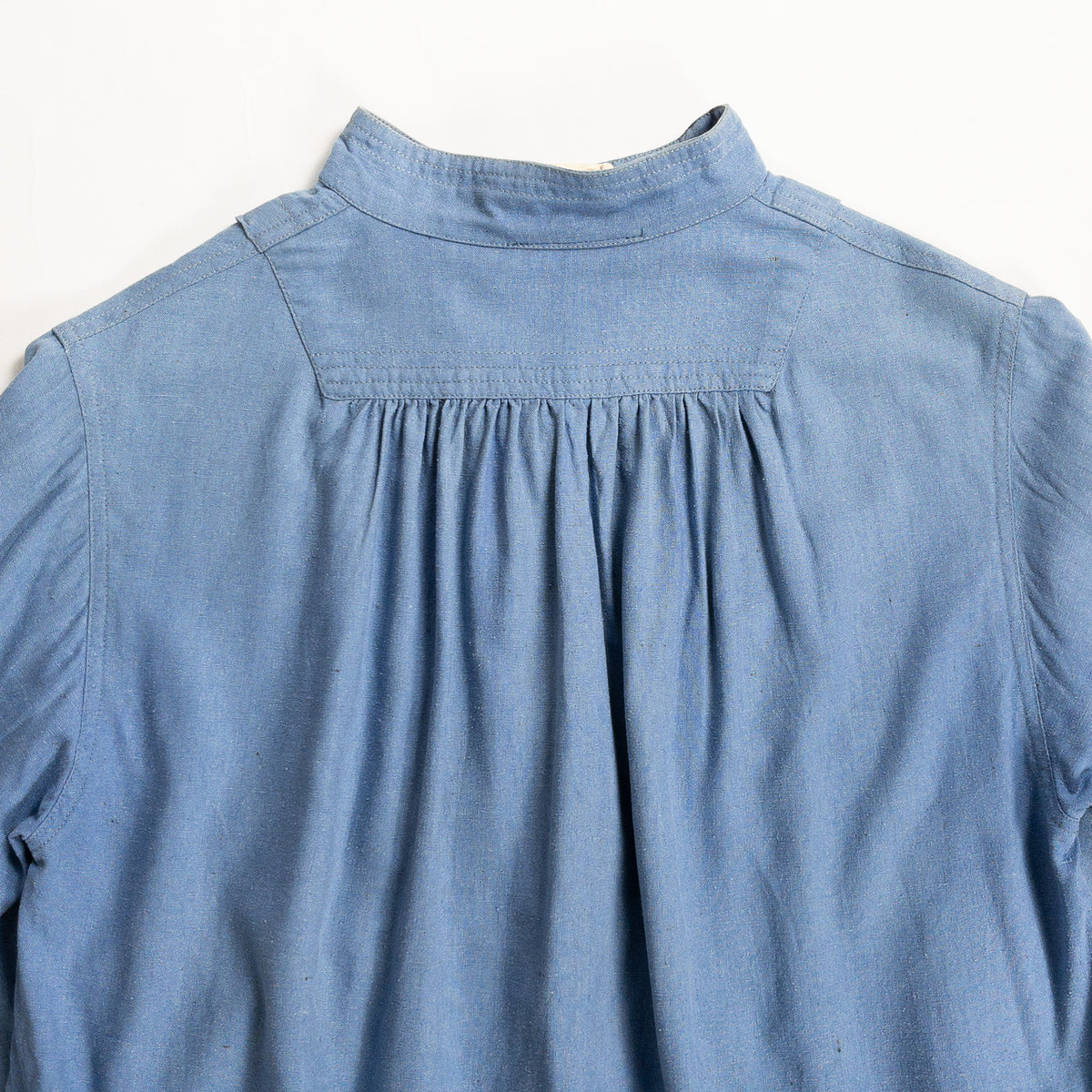 1970s "French Vintage" Blue Silk Grandpa Work Shirt