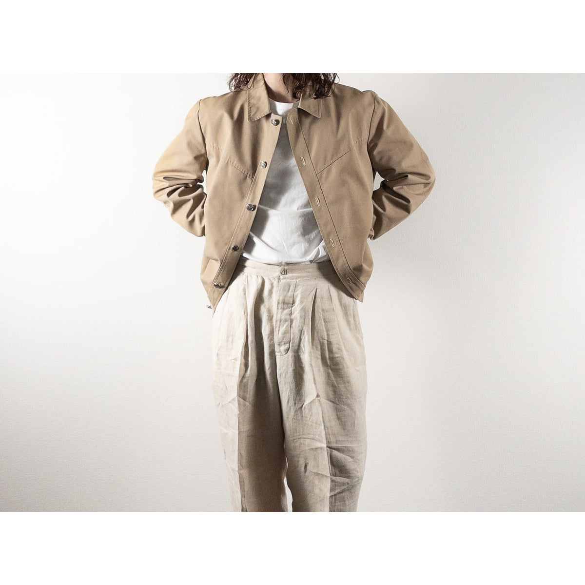 1980s "PIGEN VOYAGEUR" Beige Cotton Poly Sport Jacket