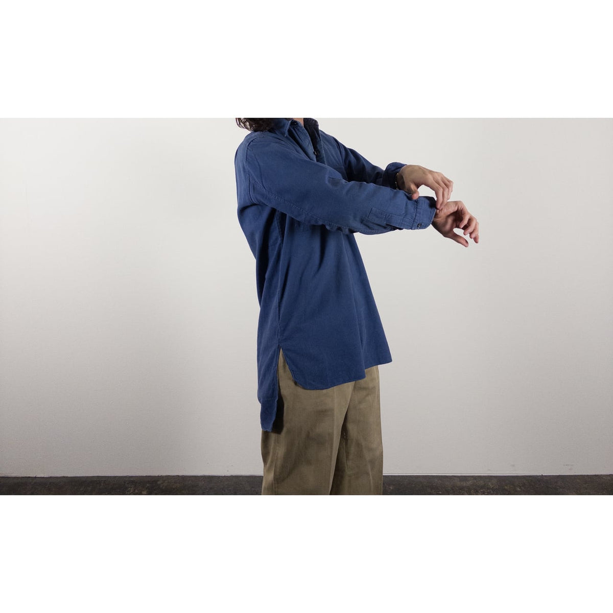 1940-50s "French Vintage" Blue Cotton Twill Work Shirt