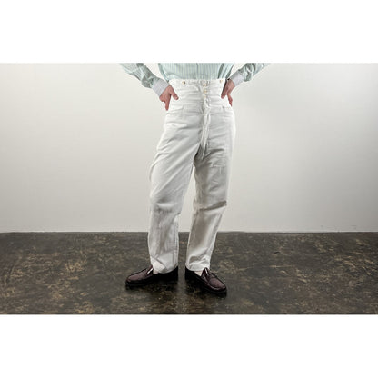 1900s "French Antique" Light Cotton White Work Trousers