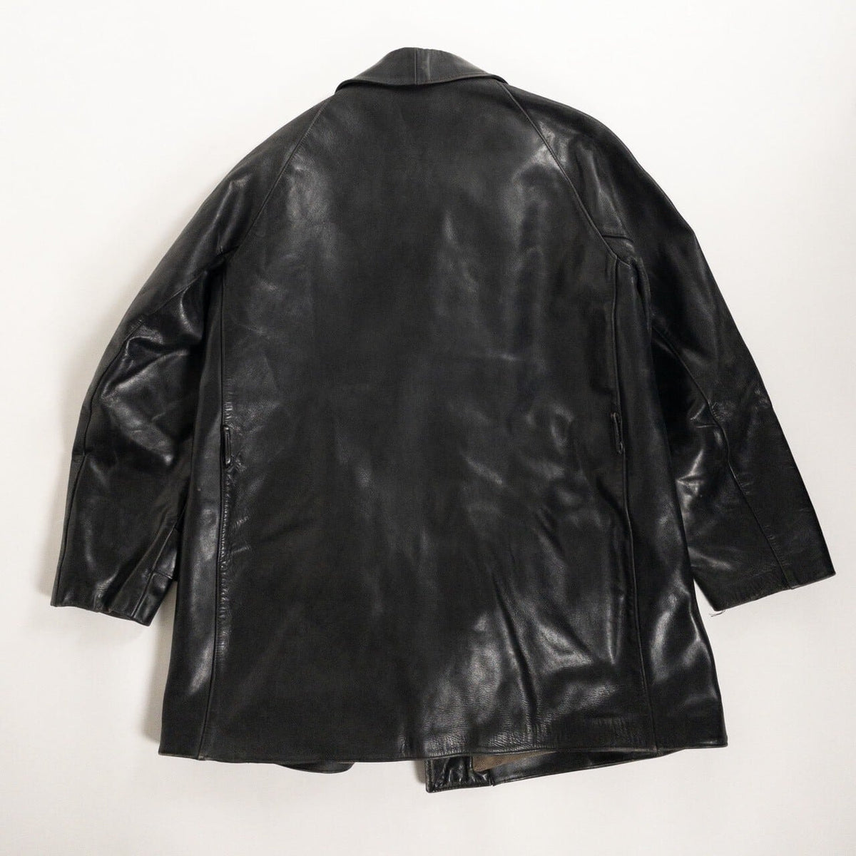 1950-60s "LORO PICENO" Black Leather Double-Breasted Jacket