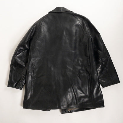 1950-60s "LORO PICENO" Black Leather Double-Breasted Jacket