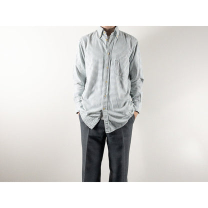 1970-80s "Fasonnable" Green × Blue Check Button Down L/S Shirt