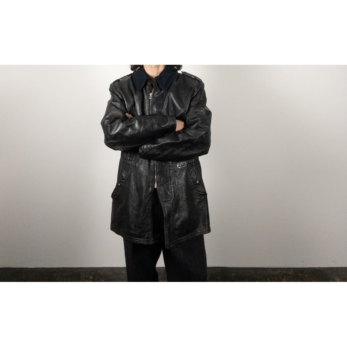 1940-50s "Swedish Millitary" Black Goatskin Leather Jacket