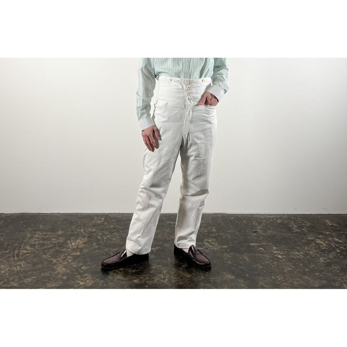 1900s "French Antique" Light Cotton White Work Trousers