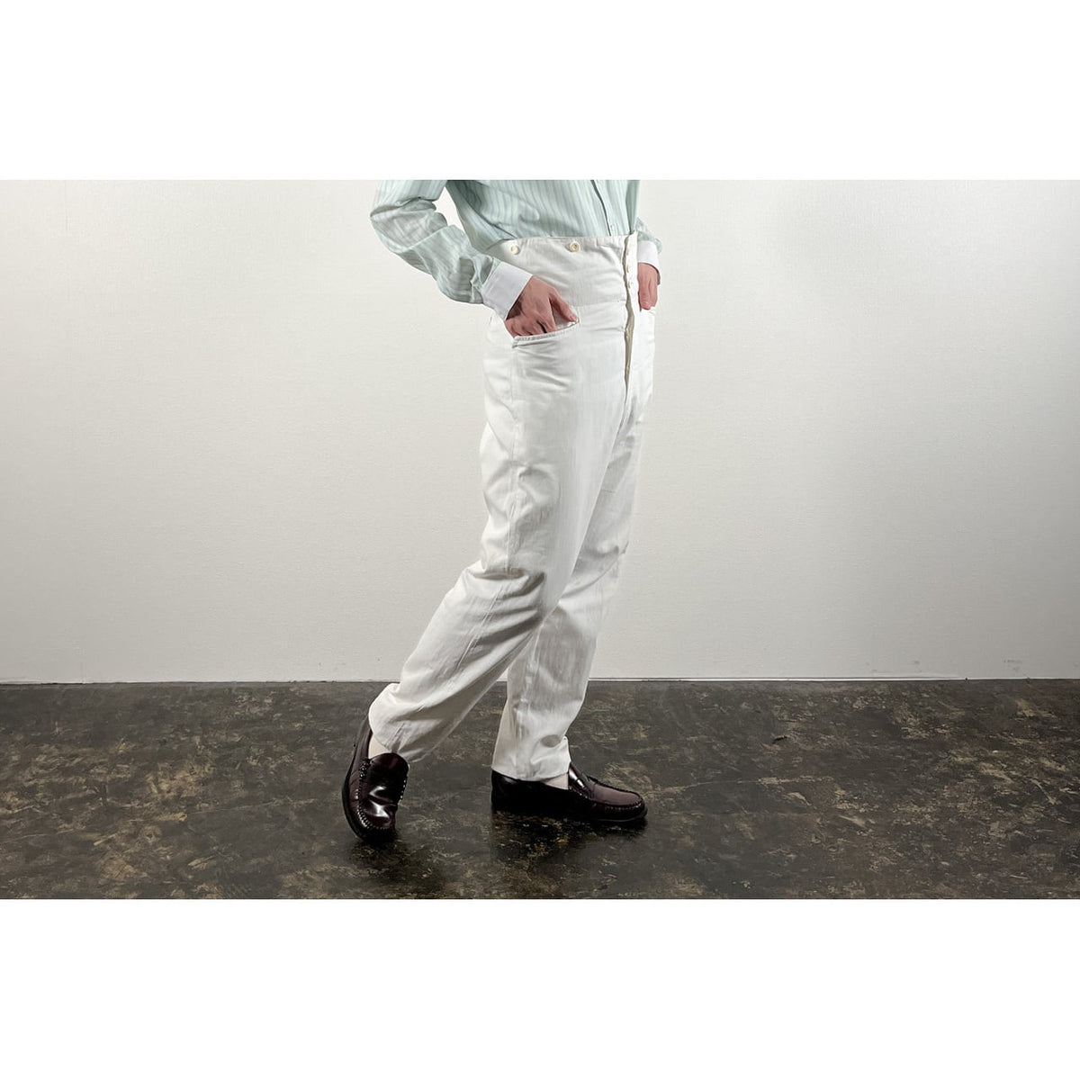 1900s "French Antique" Light Cotton White Work Trousers