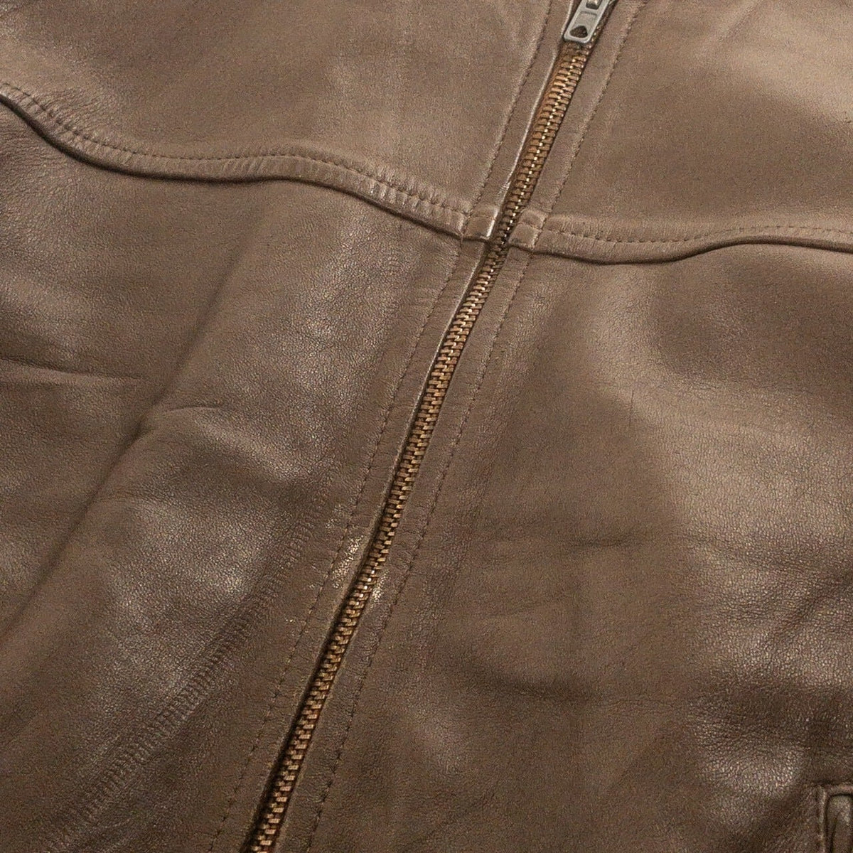 1970s "French Vintage" Brown Leather Motorcycle Jacket