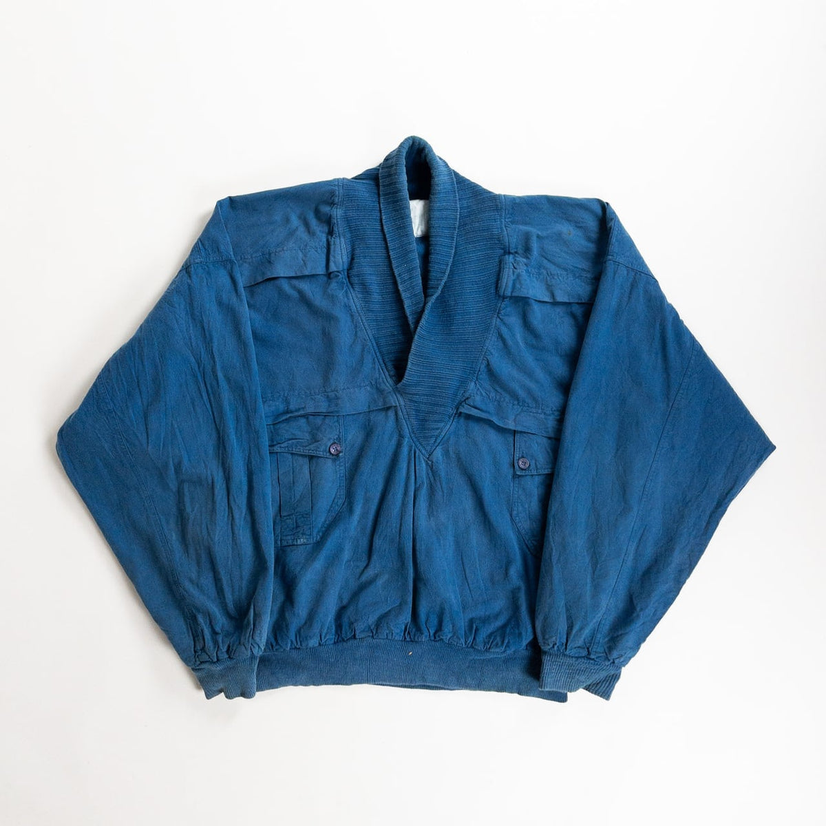 1980s "Euro Vintage" Blue Cotton Pullover Jacket