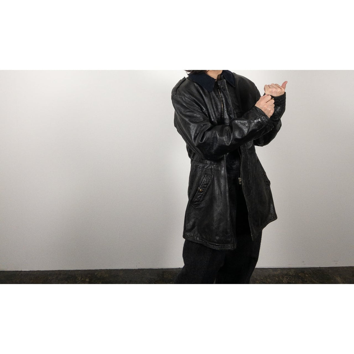 1940-50s "Swedish Millitary" Black Goatskin Leather Jacket