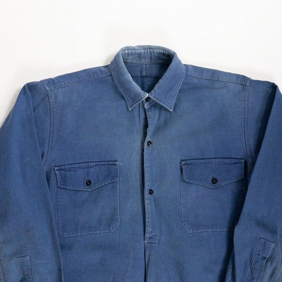 1940-50s "French Vintage" Blue Cotton Twill Work Shirt