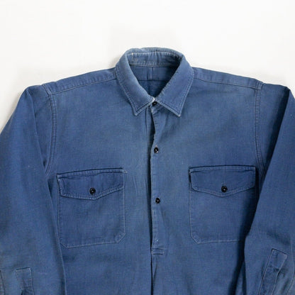 1940-50s "French Vintage" Blue Cotton Twill Work Shirt