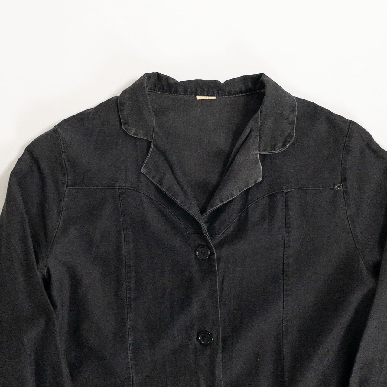 1940-50s "French Vintage" Light Black Moleskin Atelier Work Coat for Ladies