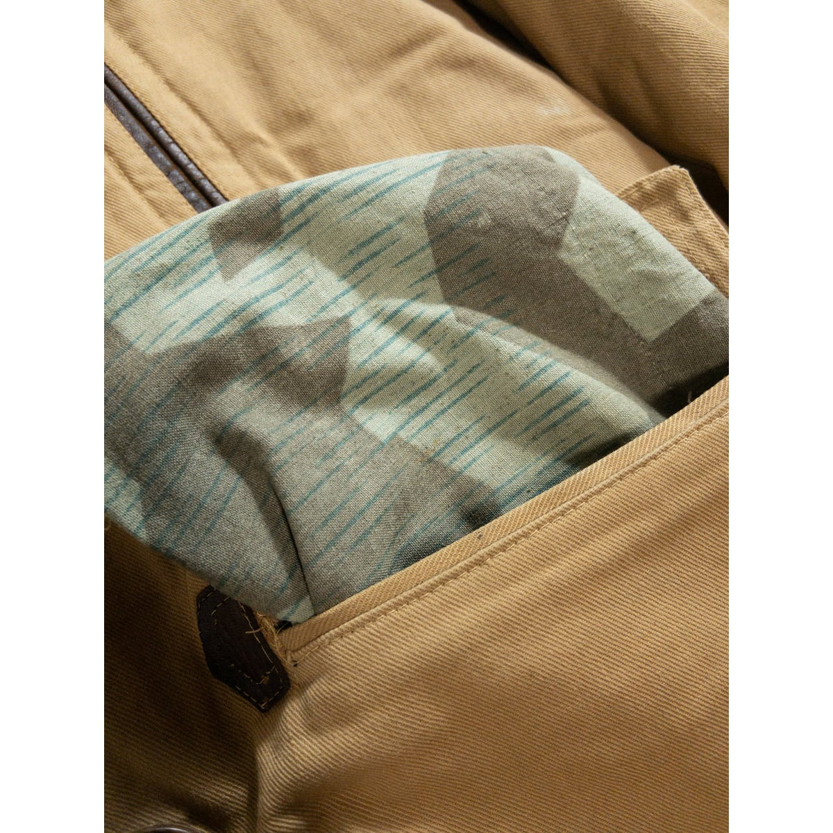 1940-50s "French Vintage" Canadienne Mackinaw Coat with "WW2 German Air Force Camo" Fabric
