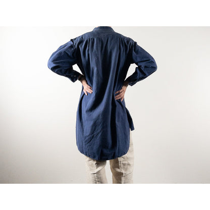 1940s "French Vintage" Faded Blue Cotton Twill Grandpa Work Shirt