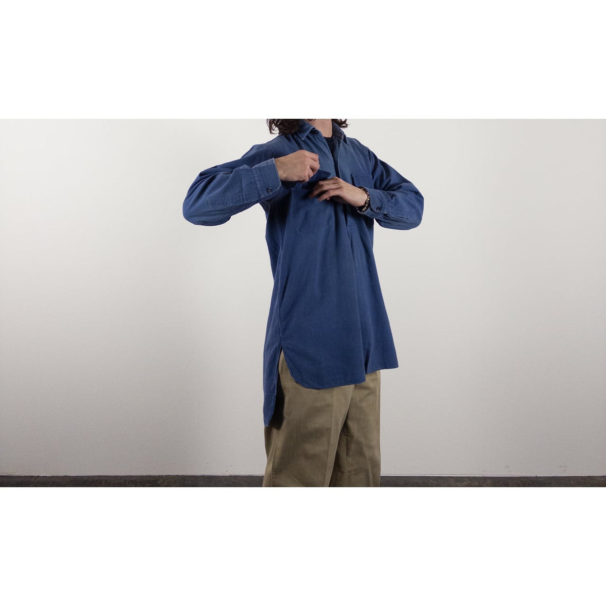 1940-50s "French Vintage" Blue Cotton Twill Work Shirt