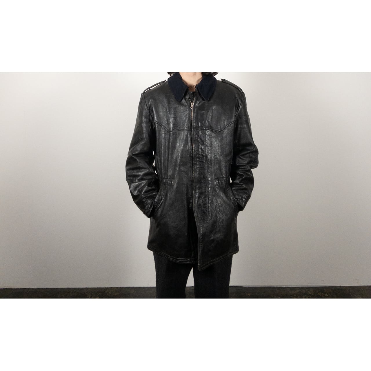1940-50s "Swedish Millitary" Black Goatskin Leather Jacket