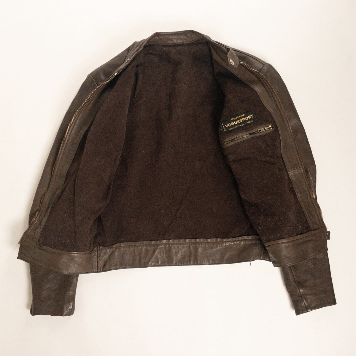 1970s "French Vintage" Brown Leather Motorcycle Jacket