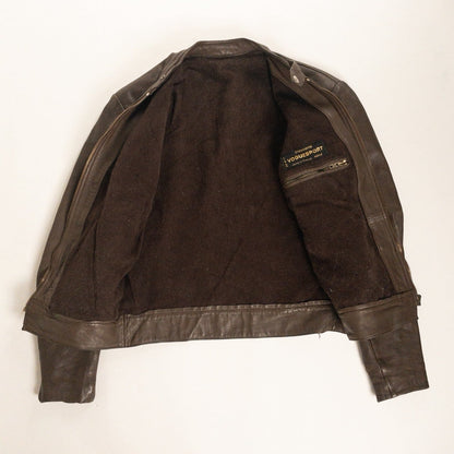 1970s "French Vintage" Brown Leather Motorcycle Jacket