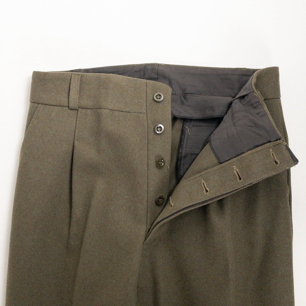 Old "Italian Army" Olive Wool 1 Tack Trousers, Dead Stock