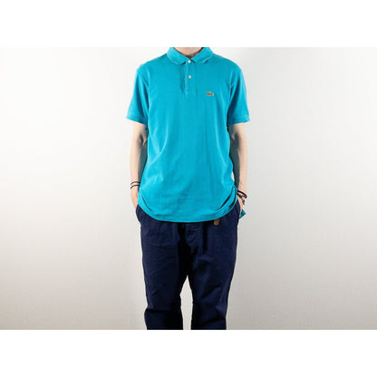 1980-90s "IZOD LACOSTE" Sky Blue Cotton S/S Polo Shirt, Size L