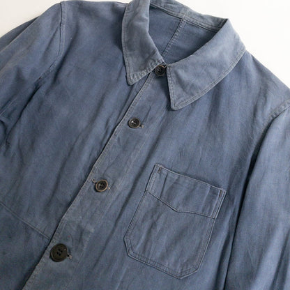 1930-40s "EXCELSIOR" French Faded Blue Cotton Twill Work Jacket with Papier-Mache Bottons