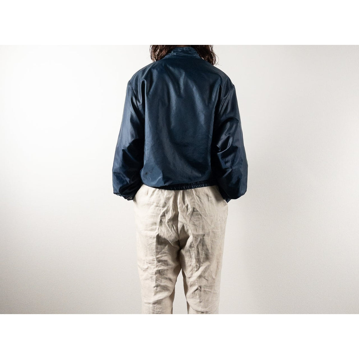 1990s "Euro Vintage" Steel Blue Nylon Zip-Up Blouson Jacket