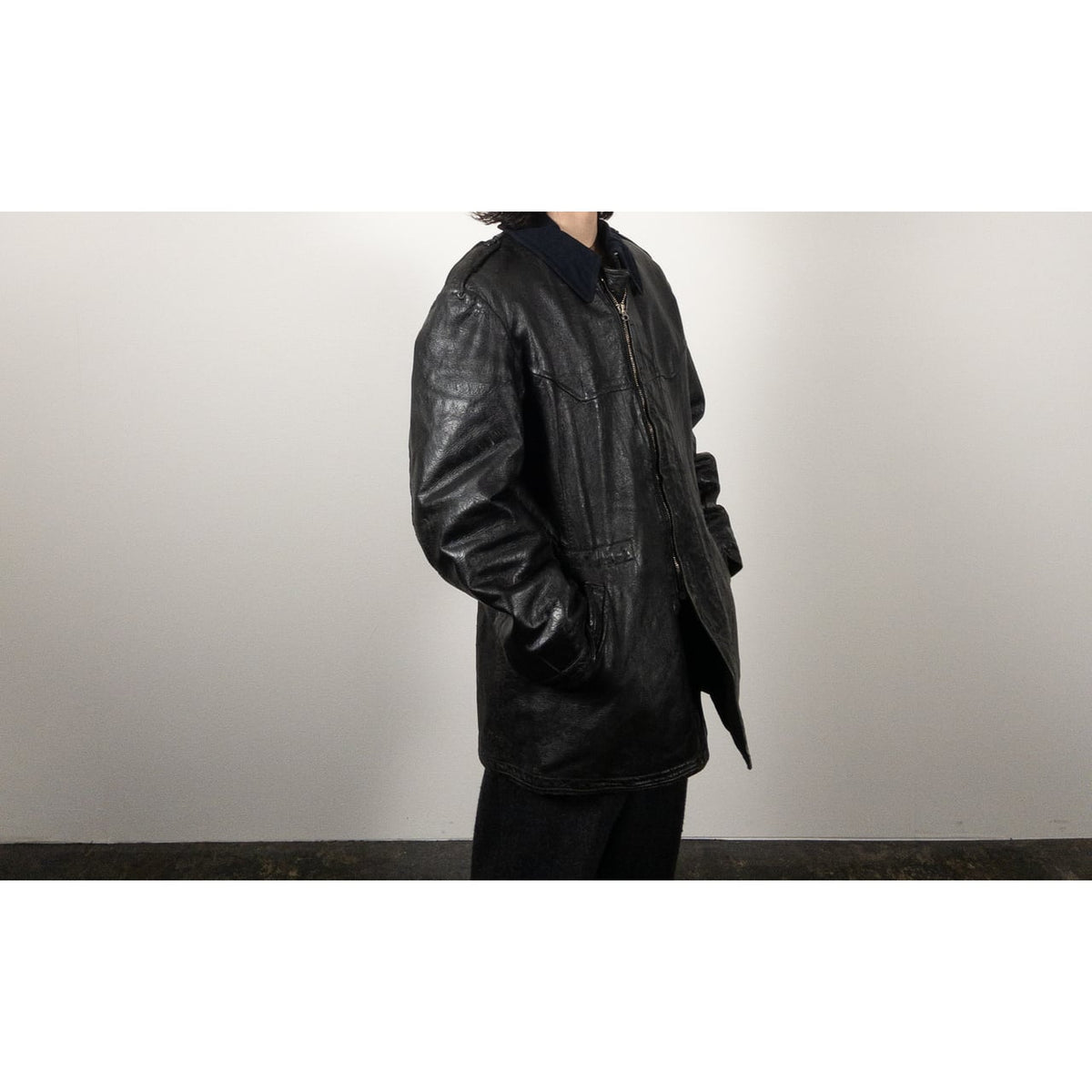 1940-50s "Swedish Millitary" Black Goatskin Leather Jacket