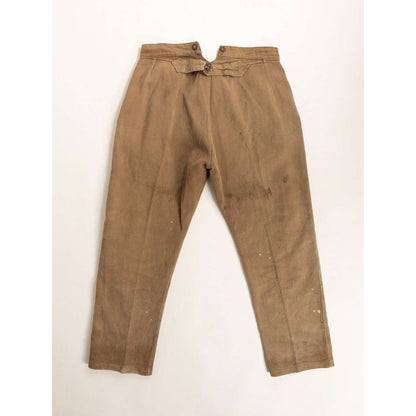 1930-40s "French Vintage" Light Brown Cotton Pique Work Trousers