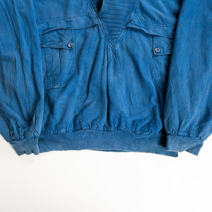 1980s "Euro Vintage" Blue Cotton Pullover Jacket