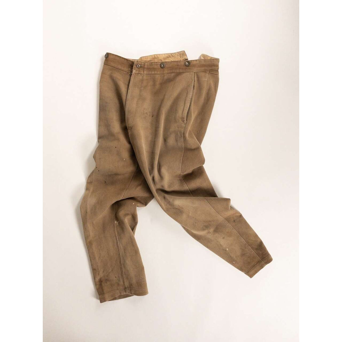 1930-40s "French Vintage" Light Brown Cotton Pique Work Trousers