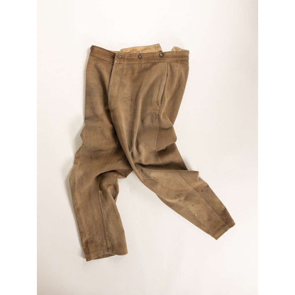 1930-40s "French Vintage" Light Brown Cotton Pique Work Trousers
