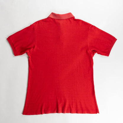 1980s "French LACOSTE" Red Cotton S/S Polo Shirt, Size 5