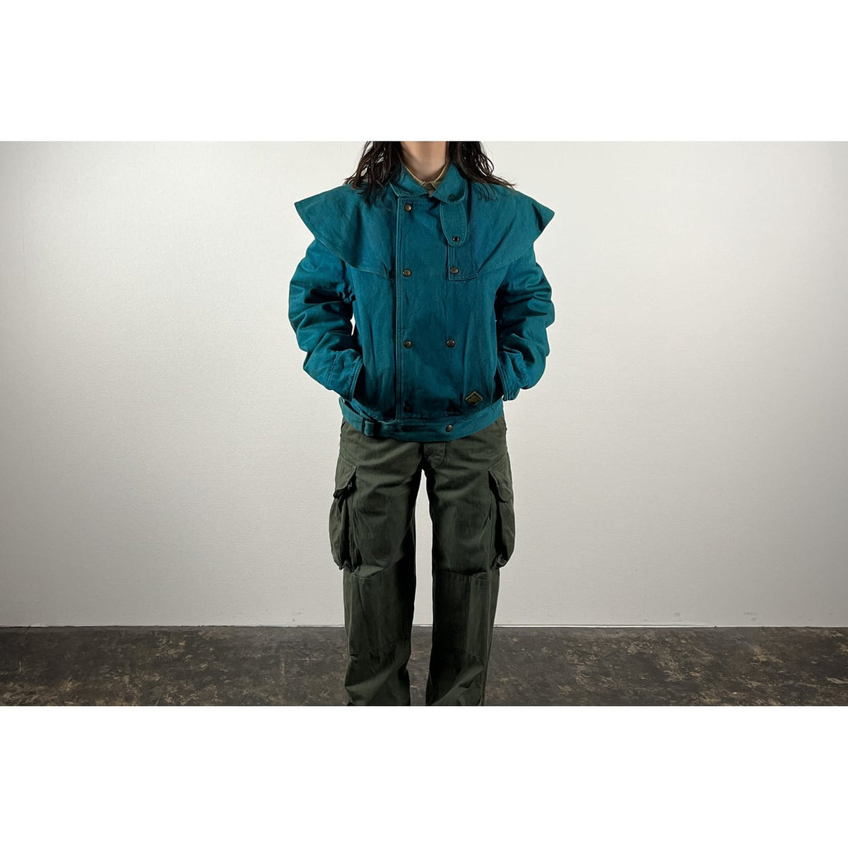 1990s "Made in Italy" Turquoise Blue Double Breasted Hunting Jacket