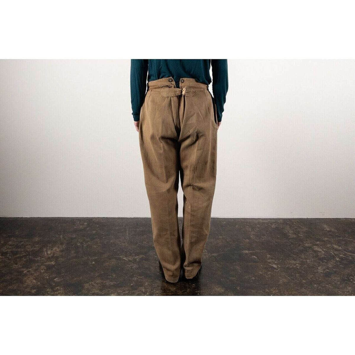 1930-40s "French Vintage" Light Brown Cotton Pique Work Trousers