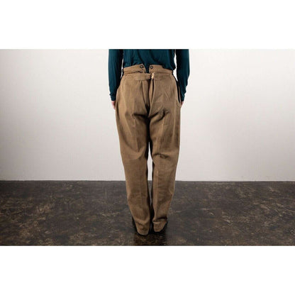 1930-40s "French Vintage" Light Brown Cotton Pique Work Trousers