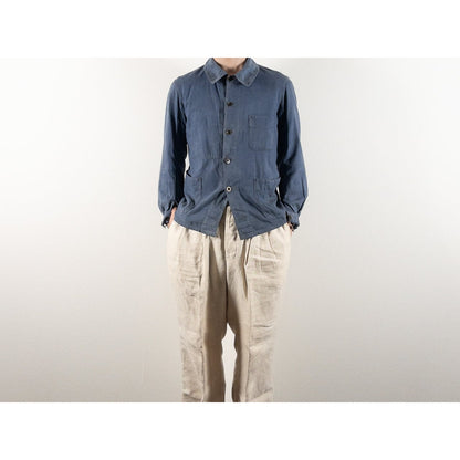 1930-40s "EXCELSIOR" French Faded Blue Cotton Twill Work Jacket with Papier-Mache Bottons