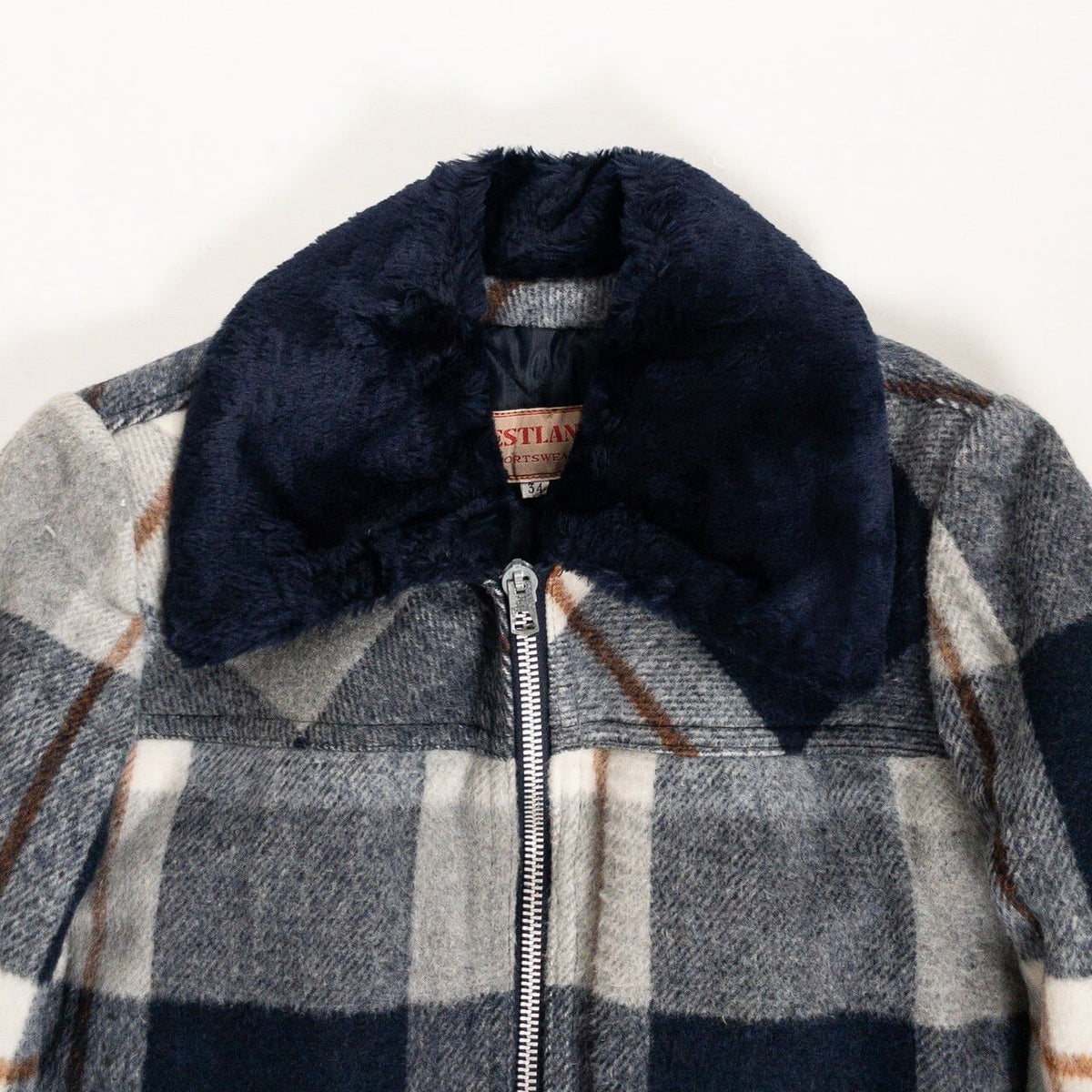1970s "Italian Vintage" Navy Wool Check Sport Jacket, Dead Stock