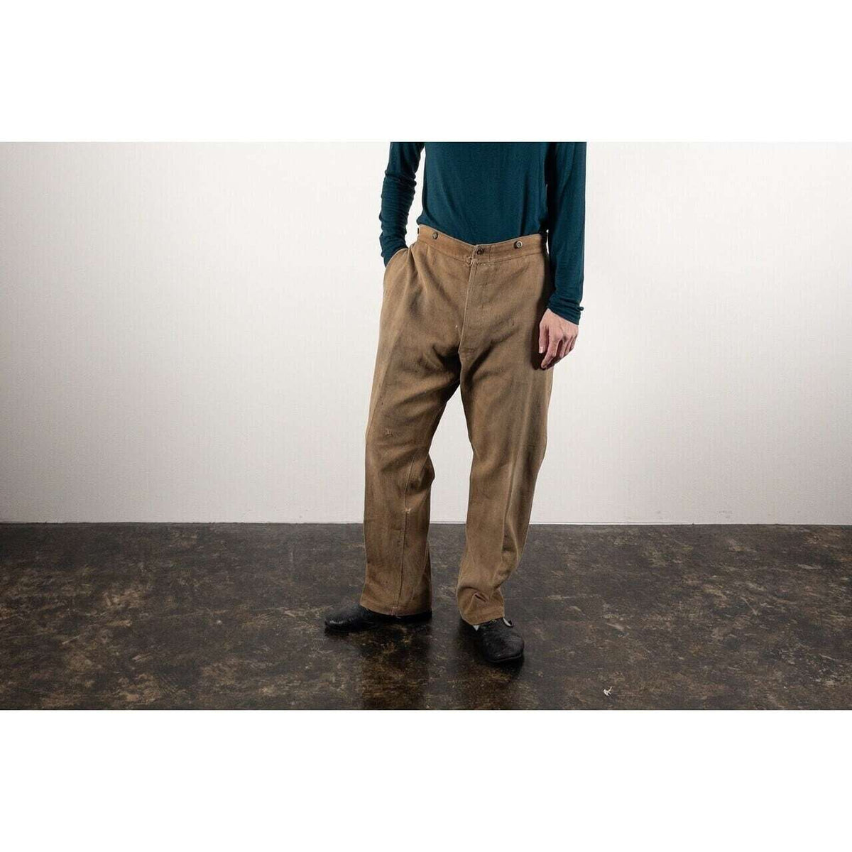 1930-40s "French Vintage" Light Brown Cotton Pique Work Trousers