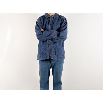 1950s "AU FUSIL" French Faded Blue Cotton Twill Work Jacket