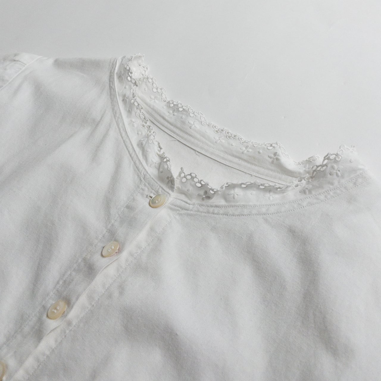 Early 1900s French Antique White Cotton Shirt