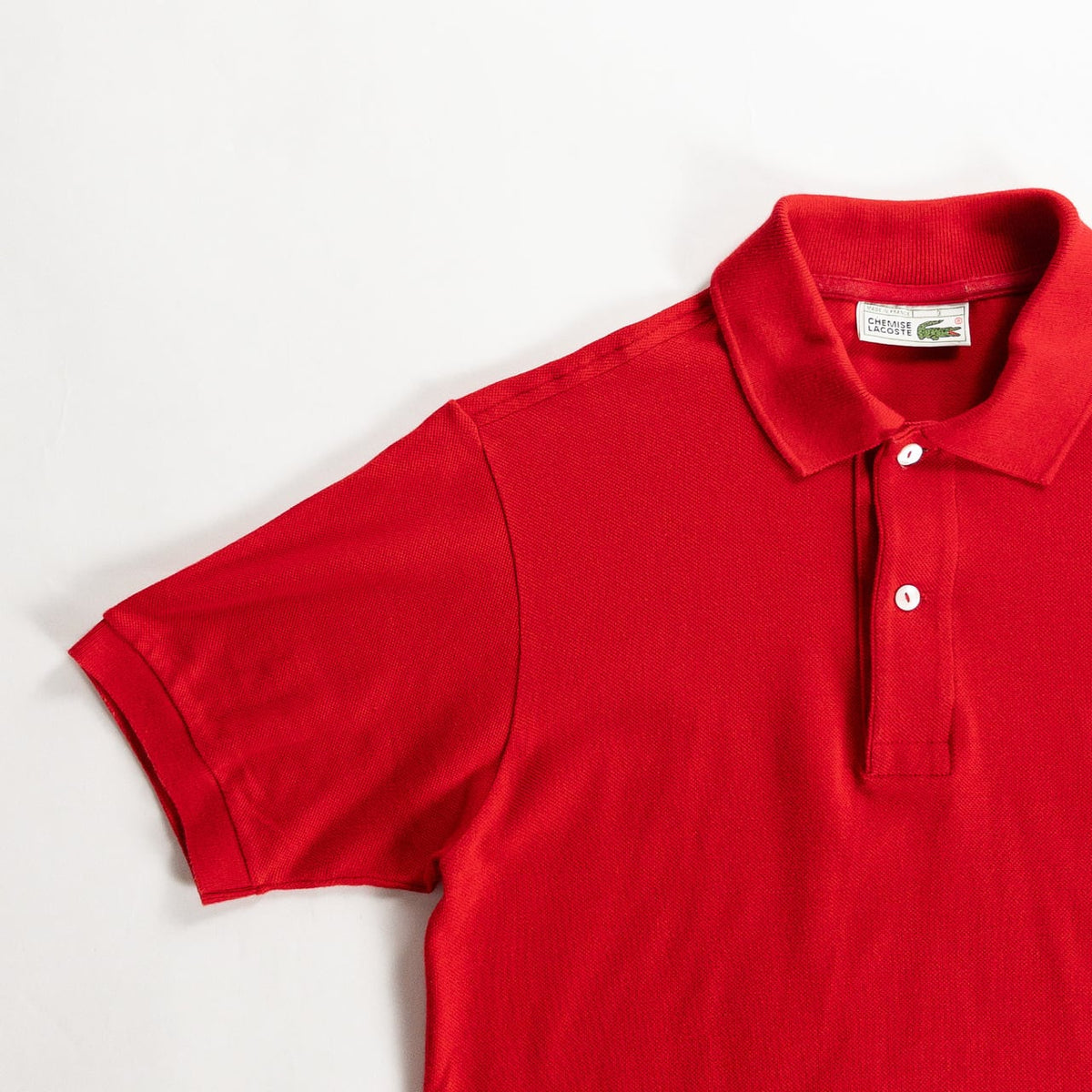 1980s "French LACOSTE" Red Cotton S/S Polo Shirt, Size 3