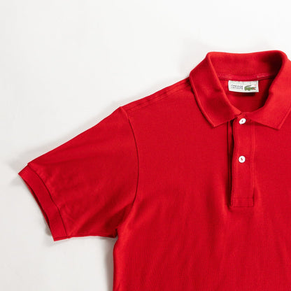 1980s "French LACOSTE" Red Cotton S/S Polo Shirt, Size 3