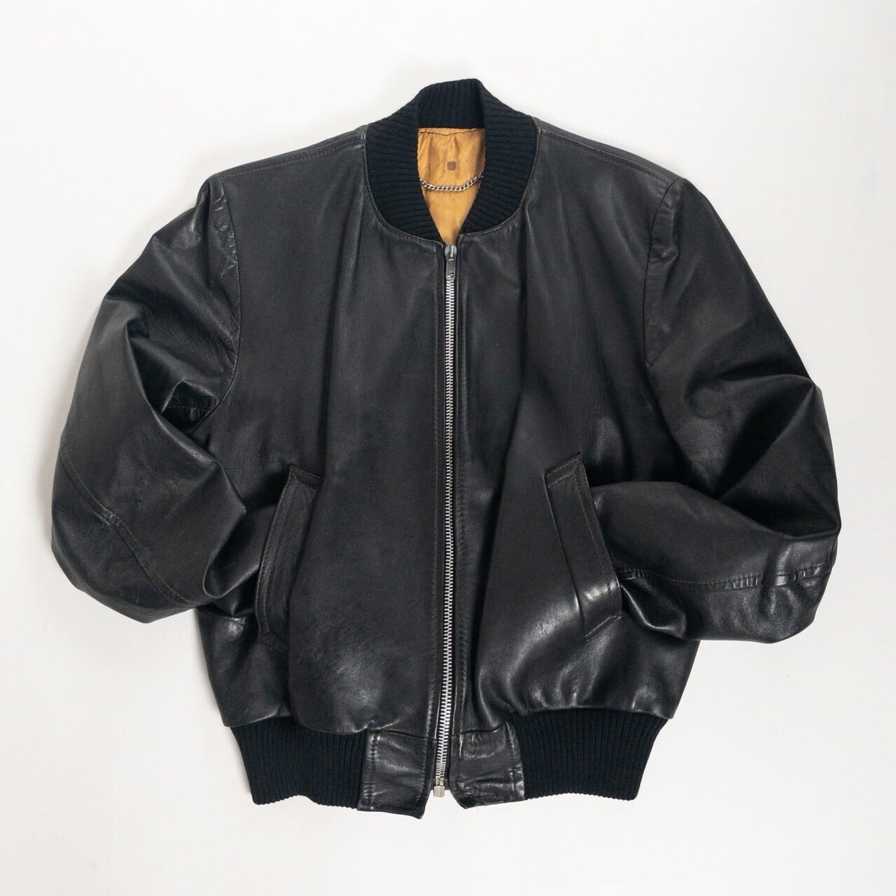 1970s-80s "French Vintage" Light Black Leather Jacket