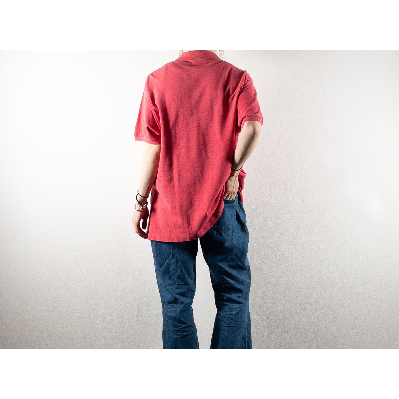 1980s "French LACOSTE" Red Cotton S/S Polo Shirt, Size 7