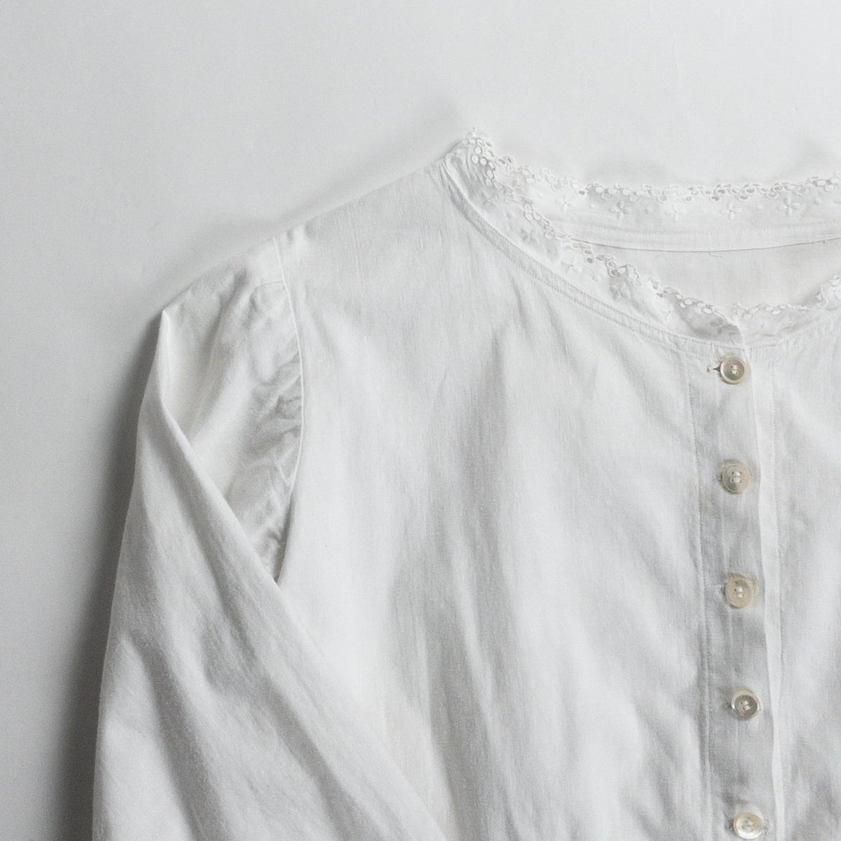 Early 1900s French Antique White Cotton Shirt